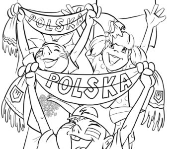 Kolorowanka online: Kolorowanka dzieci z szalikami Polska